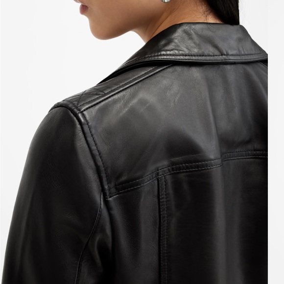 Women's Black Leather Jacket - Picture 4 of 11